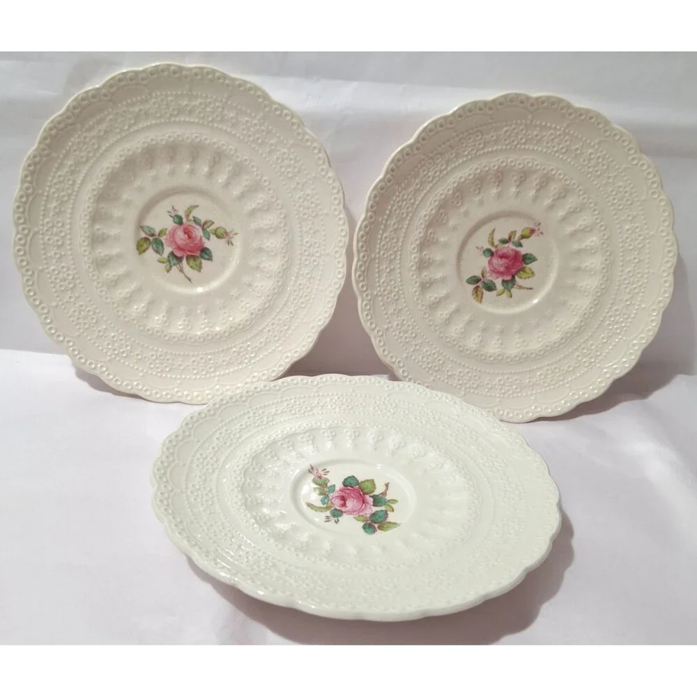 3 VTG Spode's Jewel Copeland Billingsley Rose Saucers 5 3/4